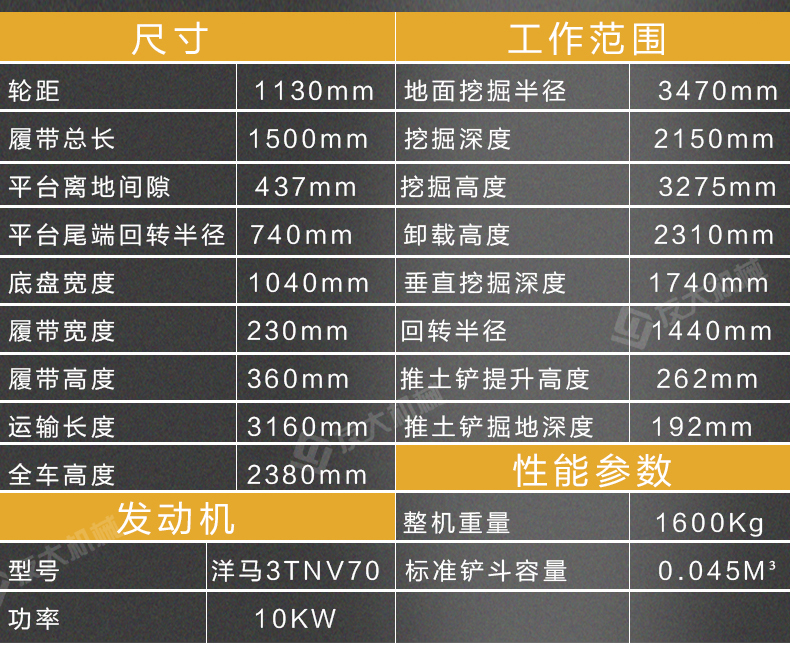 18农用挖掘机参数详情