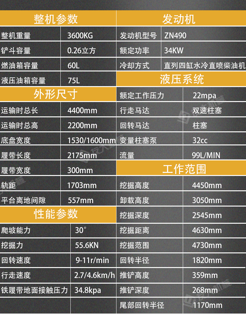 35型小型挖掘机技术参数